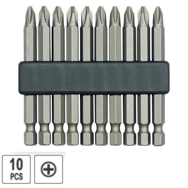 65640 VOREL Set 10 biti cu varf Philips PH2, lungime 50 mm