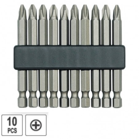 65650 VOREL Set 10 biti cu varf Philips PH2, lungime 75 mm