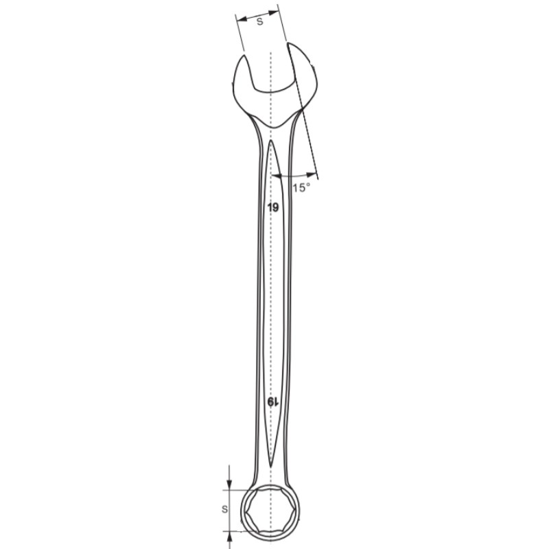 51130 VOREL Cheie combinata 13 mm, capat inclinat 15 grade