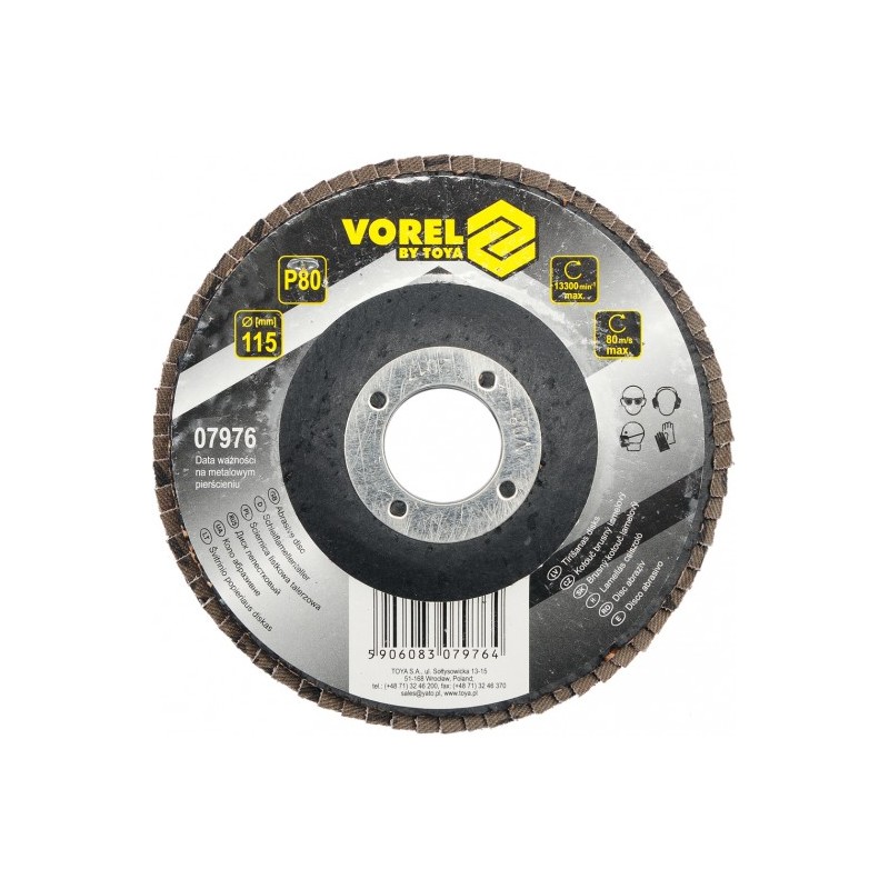 07976 VOREL Disc abraziv, diametru 115 mm, granulatie 80