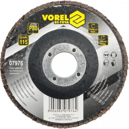 07976 VOREL Disc abraziv, diametru 115 mm, granulatie 80