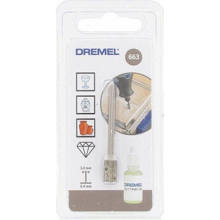 26150663JB DREMEL Burghiu pentru sticla, diametru prelucrare 6.4 mm