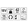 YT-82795 YATO Autofiletanta, compatibila acumulator Li-Ion 18 V, 42 Nm