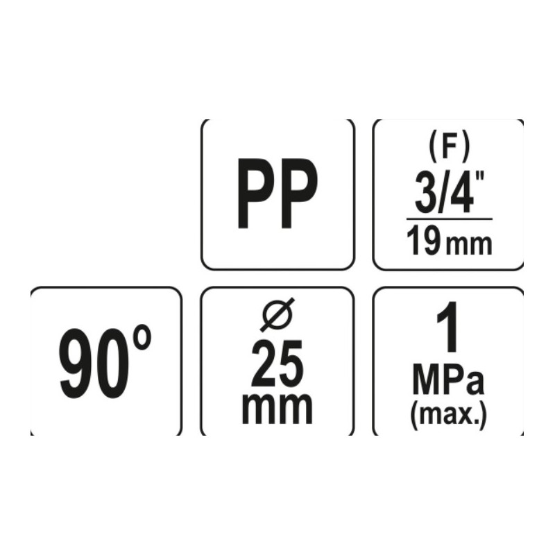 88857 FLO Conector pentru tevi PP, 90 grade GW, 25 x 3/4", 10 BAR