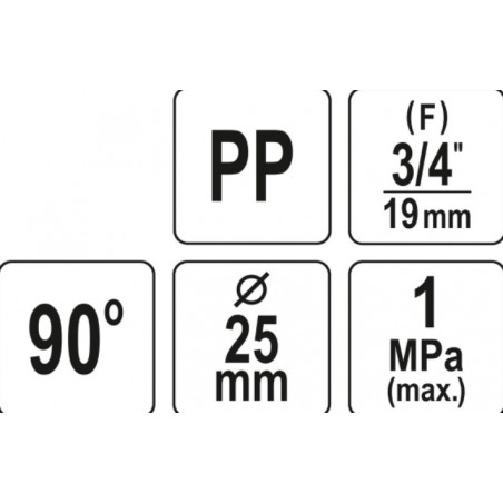 88857 FLO Conector pentru tevi PP, 90 grade GW, 25 x 3/4", 10 BAR