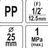 88864 FLO Conector pentru tevi PP, 25 mm x 1/2" x 25 mm, 10 BAR