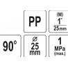 88870 FLO Conector pentru tevi PP,90 grade,dimensiune 25mm x 1",10 BAR