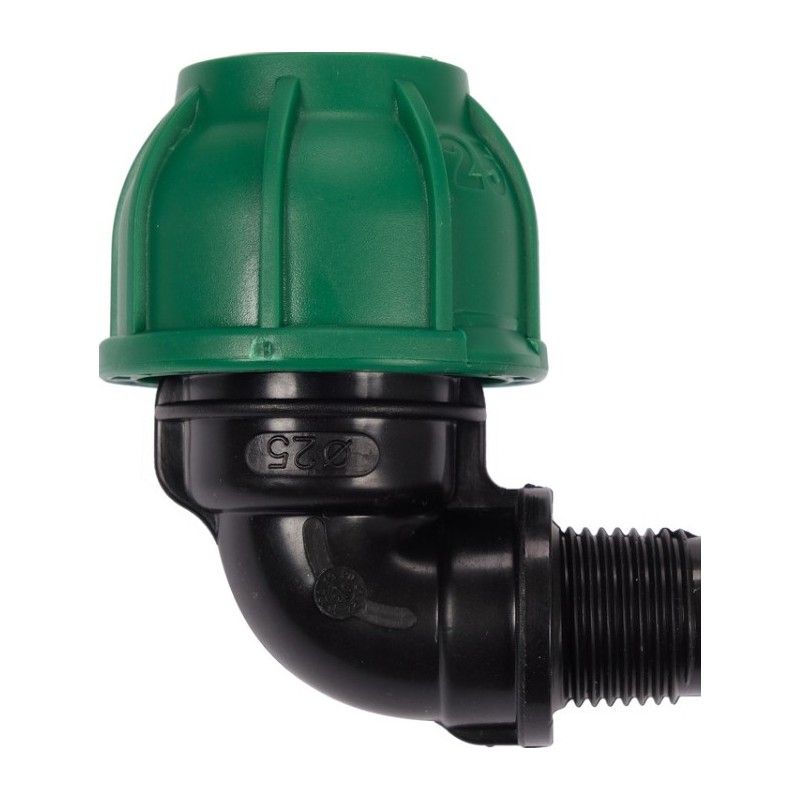88871 FLO Conector tevi PP, 90 grade, 25 mm x 1/2", presiune 10 BAR