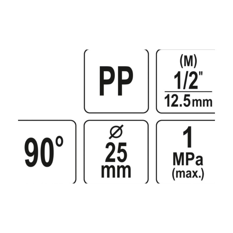 88871 FLO Conector tevi PP, 90 grade, 25 mm x 1/2", presiune 10 BAR