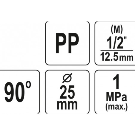 88871 FLO Conector tevi PP, 90 grade, 25 mm x 1/2", presiune 10 BAR