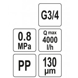 88930 FLO Filtru apa sistem irigare, racord 3/4", 8 BAR, maxim 4 m3/h