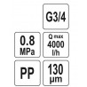 88930 FLO Filtru apa sistem irigare, racord 3/4", 8 BAR, maxim 4 m3/h