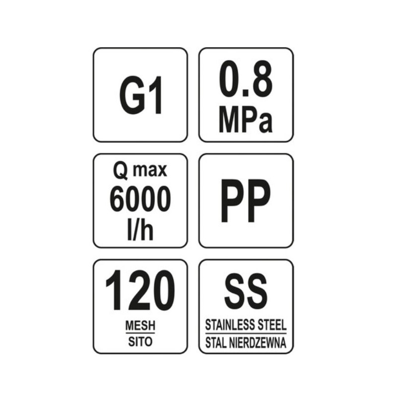 88931 FLO Filtru apa sistem irigare, racord 1", 8 BAR, maxim 6 m3/h