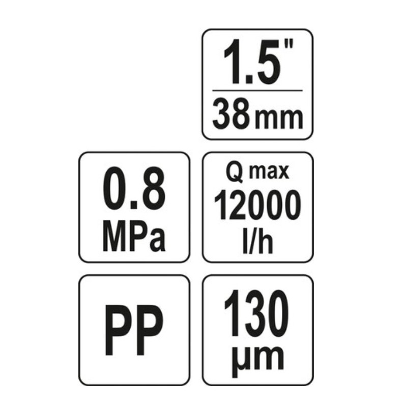 88932 FLO Filtru apa sistem irigare, racord 1.5", 8 BAR, maxim 12 m3/h