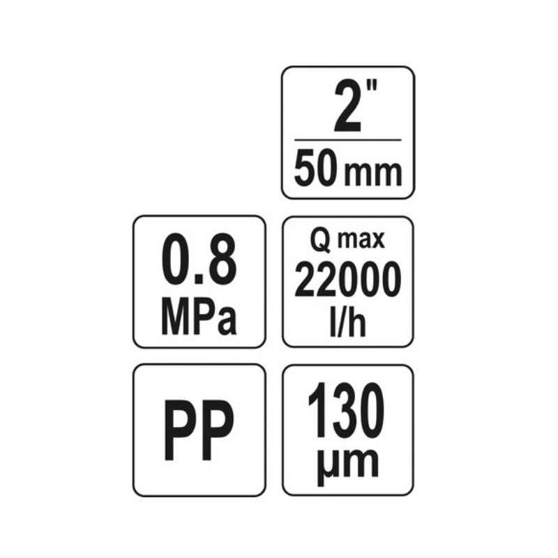 88933 FLO Filtru apa sistem irigare, racord 2", 8 BAR, maxim 22 m3/h