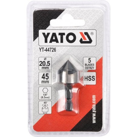 YT-44726 YATO Freza pentru metal HEX 1/4,diametru 20.5mm, lungime 45mm