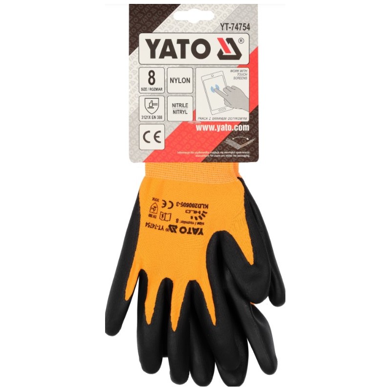 YT-74754 YATO Manusi de protectie din nylon cu nitril, marime 8