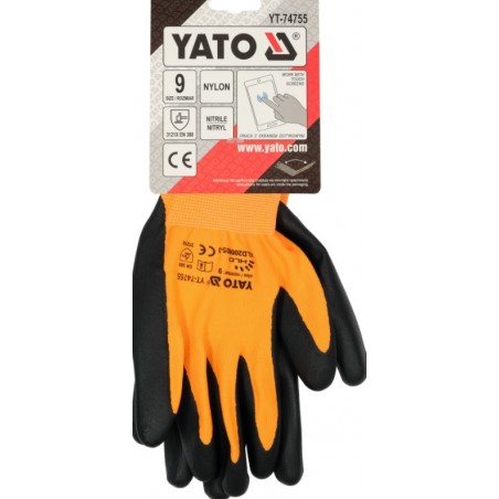 YT-74755 YATO Manusi de protectie din nylon cu nitril, marime 9