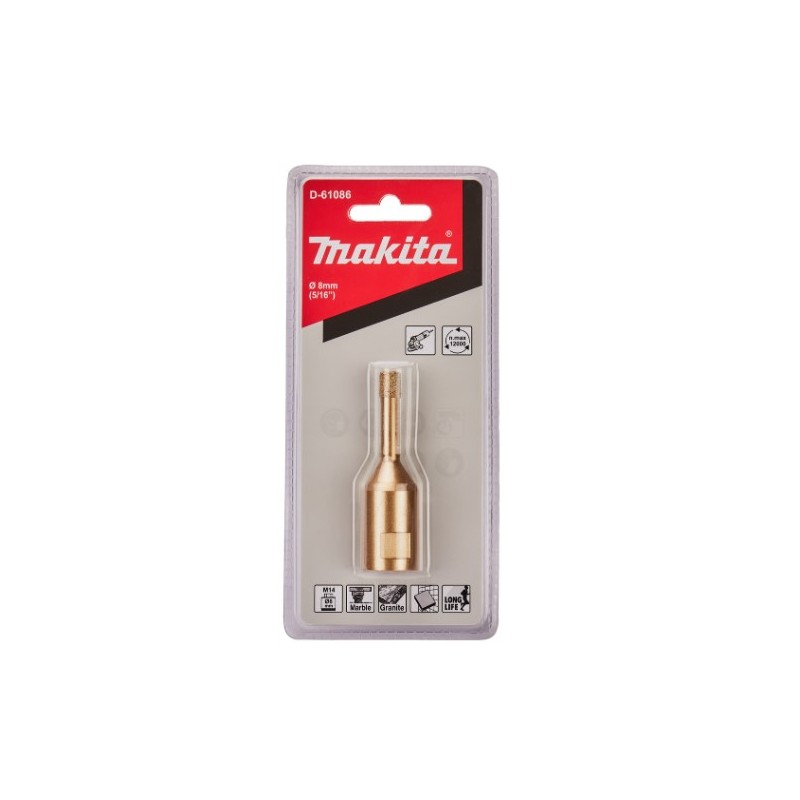 D-61086 MAKITA Carota diamantata, diametru 8 mm, ax prindere M14 x 2