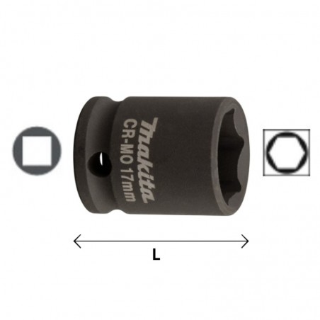 B-40026 MAKITA Cheie tubulara hexagonala 20mm,patrat 3/8",lungime 30mm