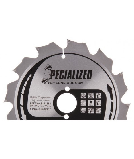 B-13683 MAKITA Panza fierastrau circular, 190 x 30 mm,12 dinti