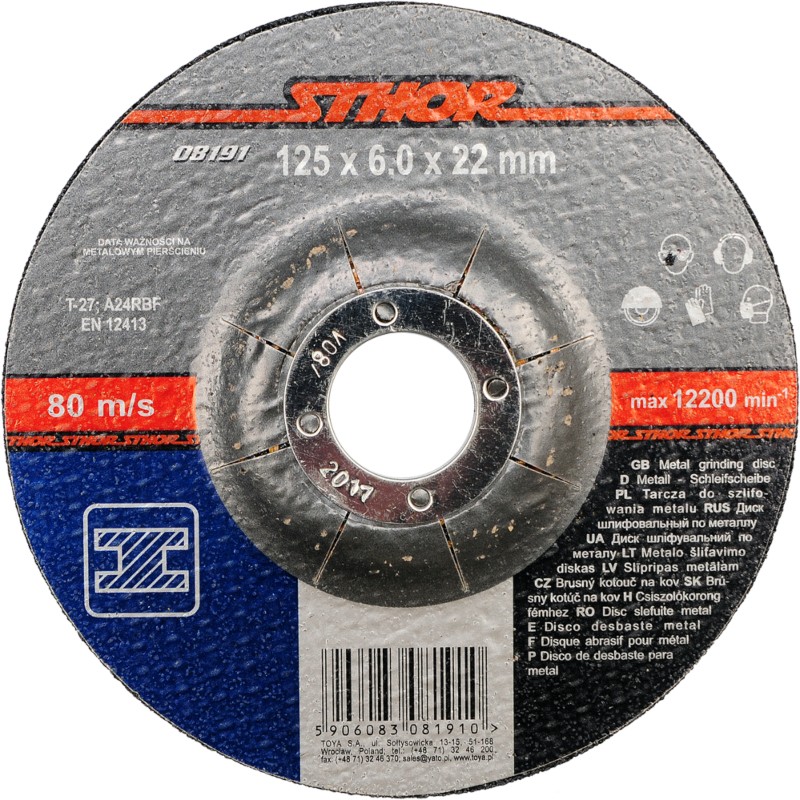 08191 STHOR Disc pentru slefuit metale 125x22.2x6mm