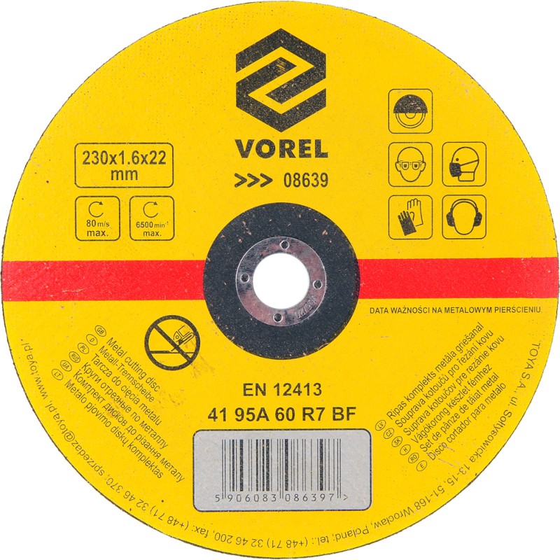 08639 VOREL Disc pentru debitat metale 230x22x1.6mm