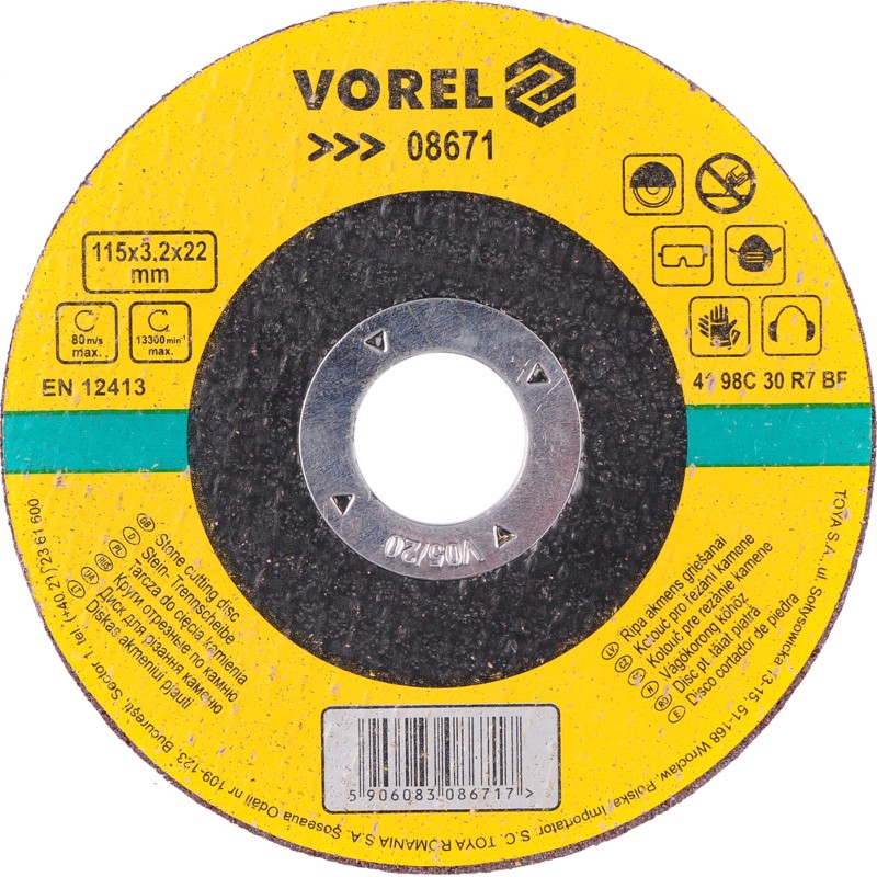 08671 VOREL Disc pentru taiat piatra 115x22x3.2mm