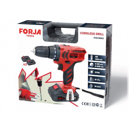 FCD180A2 FORJATOOLS Bormasina cu 2xLi-Ion 18V 1.3Ah,30Nm,mandrina 10mm
