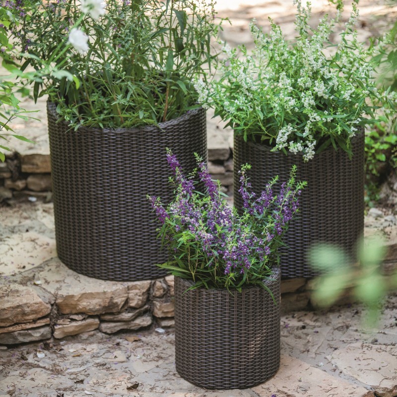 229123 KETER Ghiveci cilindric gri Cylinder M, 18L