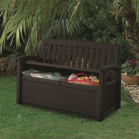 233064 KETER Banca cu lada de depozitare maro Patio, 227L