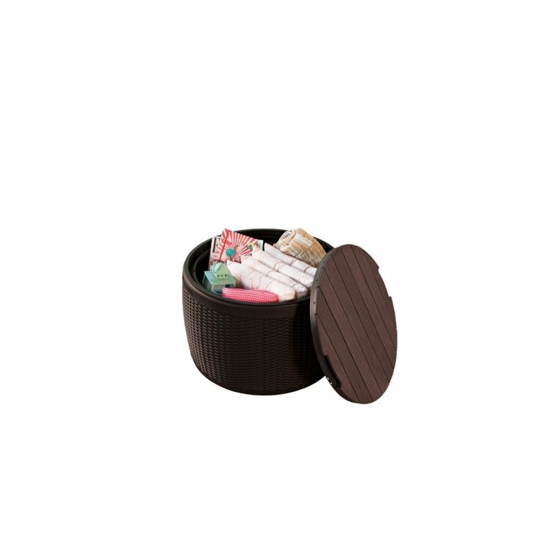 17202694 KETER Cutie depozitare gradina rotunda maro Circa, 140L