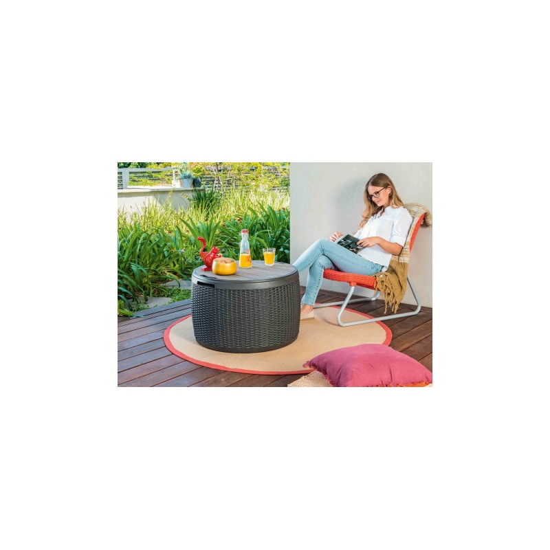 17202694 KETER Cutie depozitare gradina rotunda maro Circa, 140L