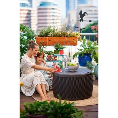 17202694 KETER Cutie depozitare gradina rotunda maro Circa, 140L