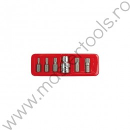 66760 VOREL Trusa biti spline si adaptor, 6 piese