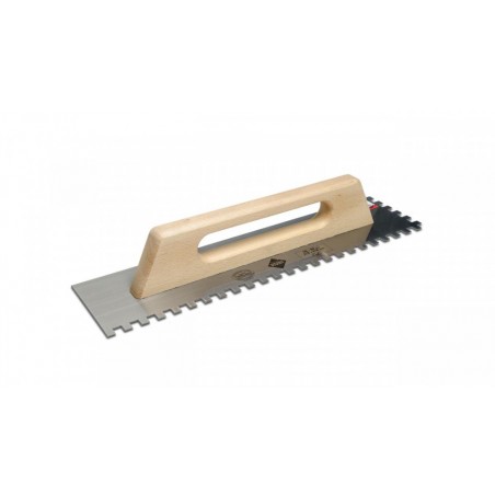Gletiera dintata cu maner din lemn 48cm, 10x10mm