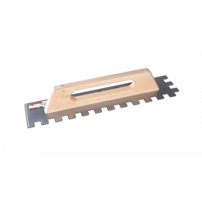 Gletiera dintata cu maner din lemn 48cm, 20x20mm
