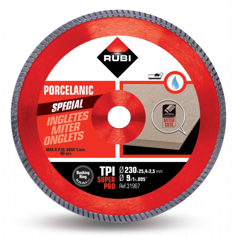 Disc diamantat pt. gresie portelanata, taieri oblice 230mm, TPI 230 SuperPro