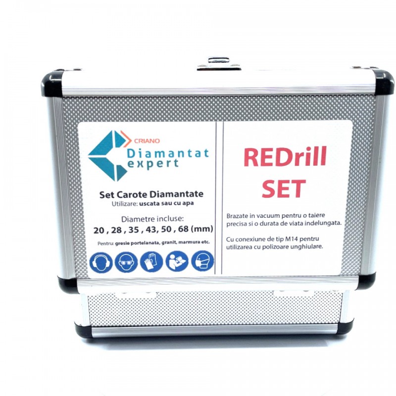 Set carote diamantate pt. gresie portelanata & piatra - diam. 20, 28, 35, 43, 50, 68mm Profesional Standard