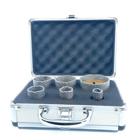 Set carote diamantate pt. gresie portelanata & piatra - diam. 20, 28, 35, 43, 50, 68mm Premium