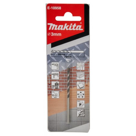 E-10958 MAKITA Burghiu TCT multimaterial, prindere cilindrica, 3x70mm