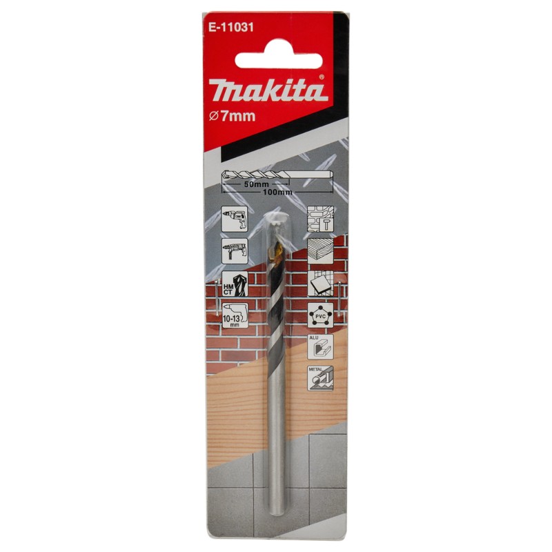 E-11031 MAKITA Burghiu TCT multimaterial, prindere cilindrica, 7x100mm