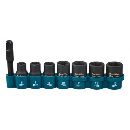 E-12289 Makita Set 7 chei tubulare de impact si adaptor, patrat 1/4"