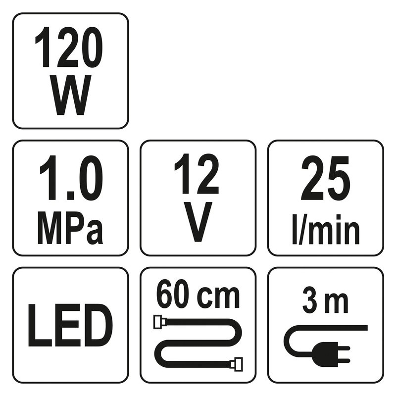 YT-73470 YATO Compresor auto cu display LCD 120W, 1MPa, 25L/min