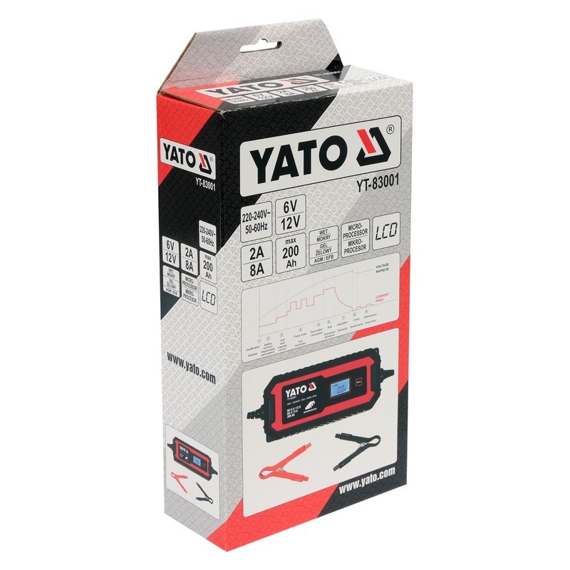 YT-83001 YATO Redresor cu display LCD, gama 6V/2A, 12V/8A