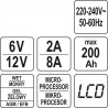 YT-83001 YATO Redresor cu display LCD, gama 6V/2A, 12V/8A