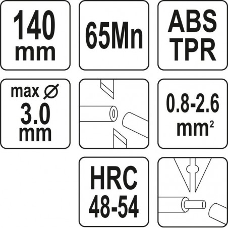 YT-22640 YATO Cleste pentru taiere si decablare 140mm, 0.8-2.6mm2