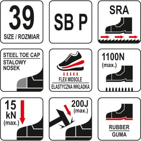 YT-80620 YATO Pantofi de lucru sport, marimea 39