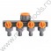 Distribuitor cu 4 cai 1/2-3/4 si robineti pentru furtun RAIDER
