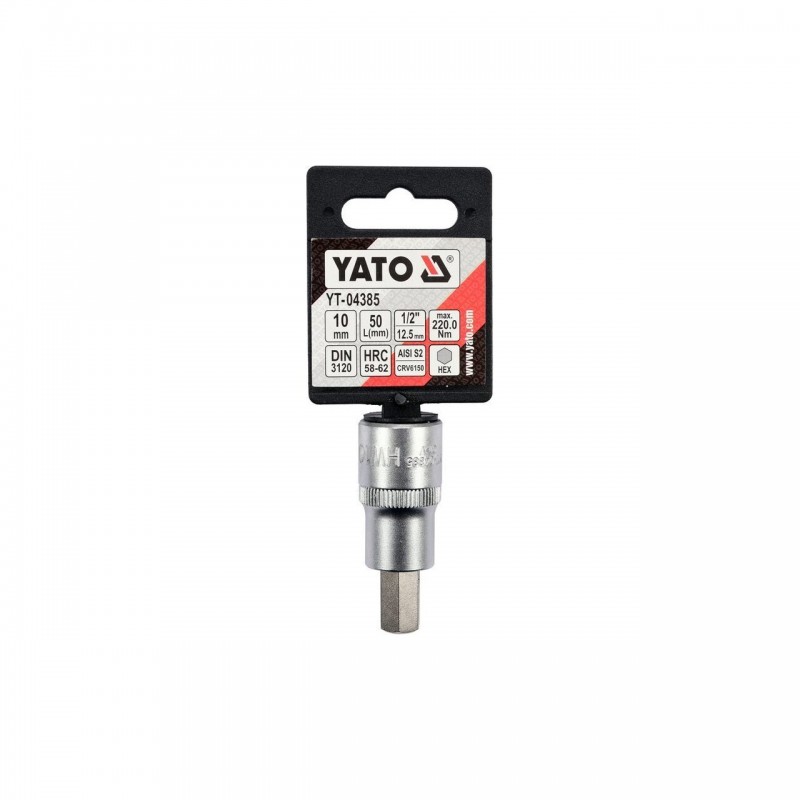YT-04385 YATO Bit hexagonal 10 mm cu adaptor 1/2 lungime 55 mm.